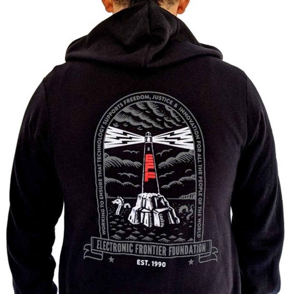EFF Electronic Frontier Foundation Zip Up Hoodie Black XL